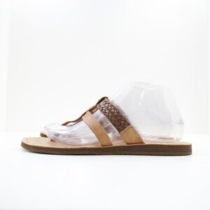 UGG Audra Tan Leather Lightweight Strappy Flat Thong Sandals - 8